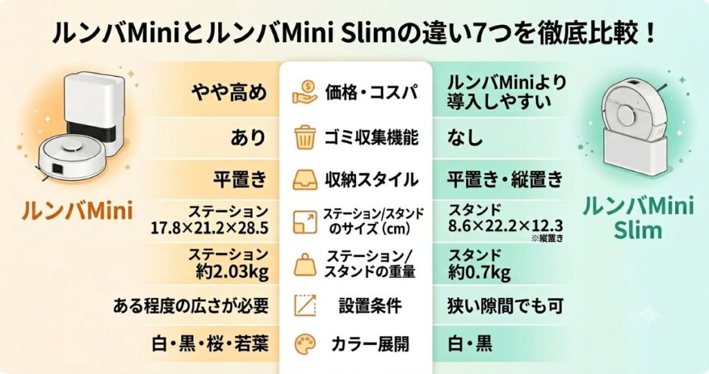 ルンバMiniとルンバMini Slimの違い7つ